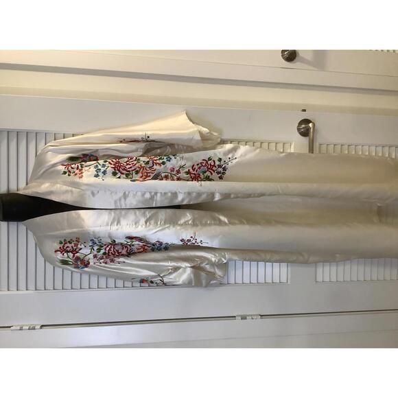 Plum Blossoms Other - Vintage Plum Blossoms Embroidered Satin Kimono Robe Floral Birds Colorful China
